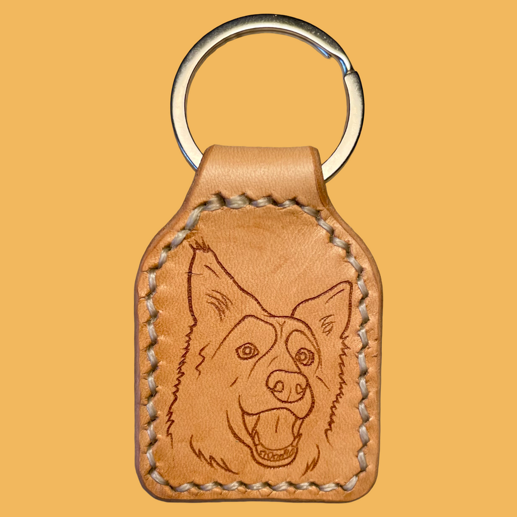 Dog breed leather keychain