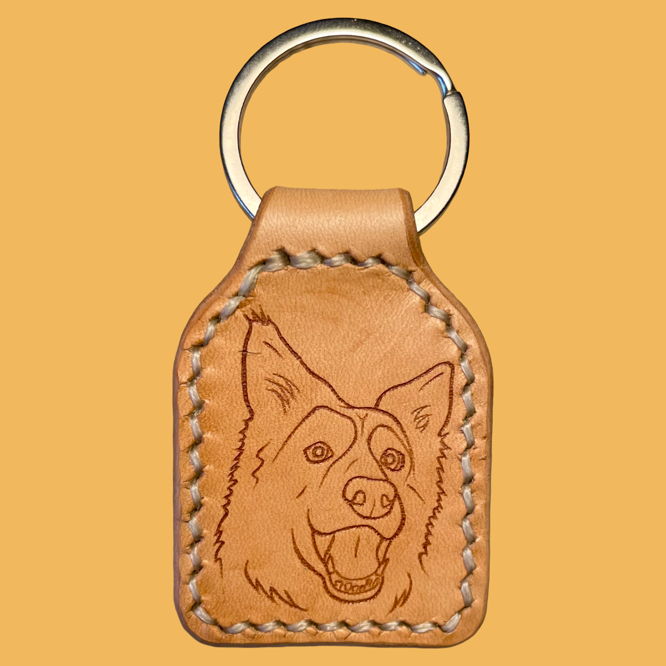 Dog breed leather keychain