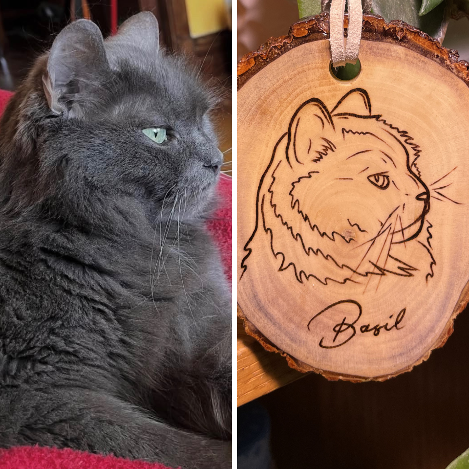 Custom pet portrait ornament